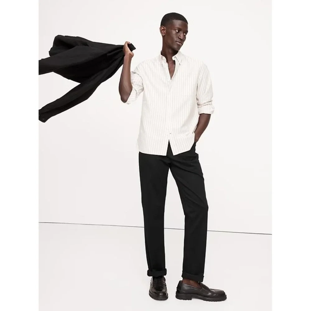 Banana Republic Mens Traveler Pants 34x30 Black Slim Straight Chino 1620338